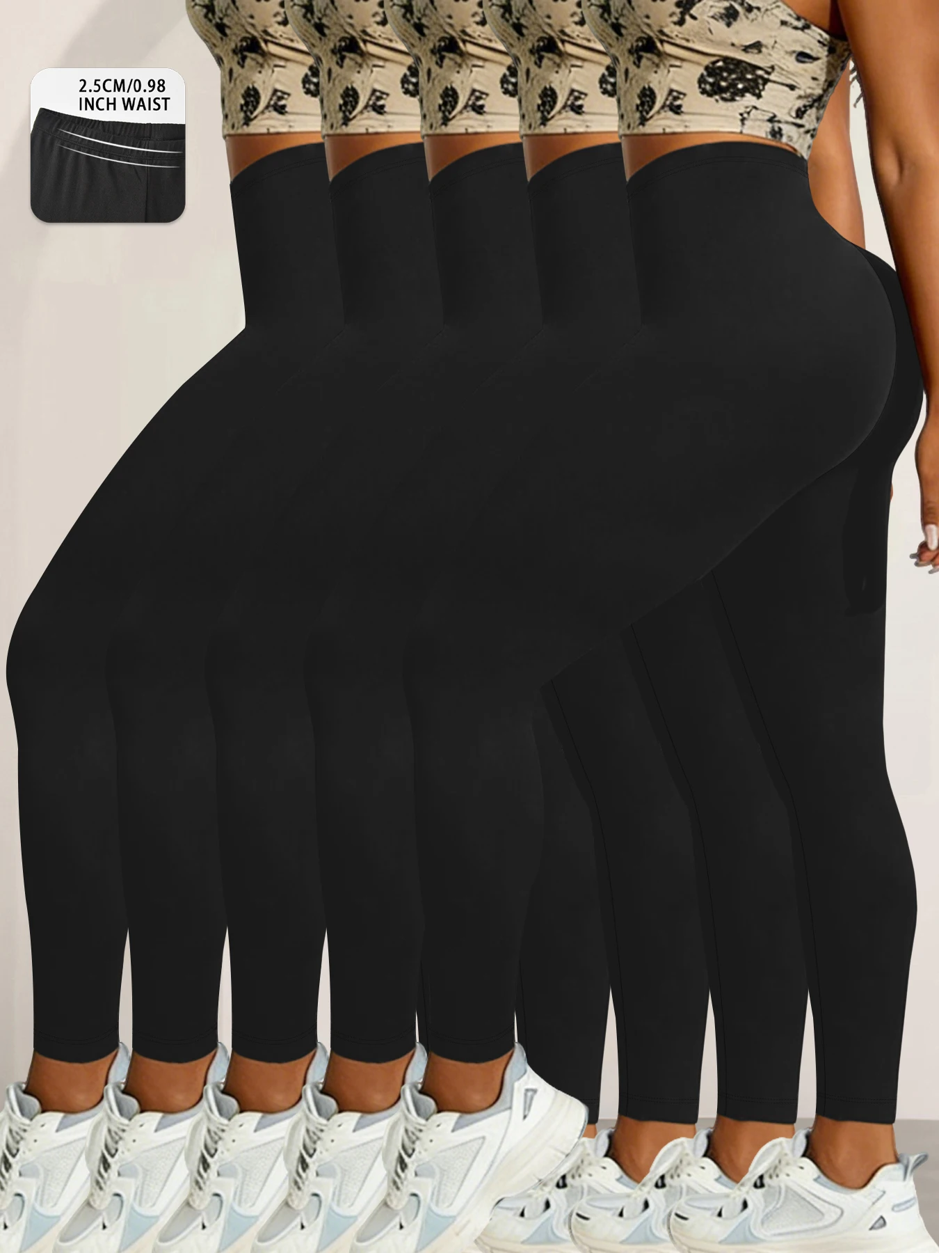 

Комплект из 5 пар женских супермягких леггинсов, очень эластичные, непрозрачные брюки, для повседневной носки, на все сезоны.