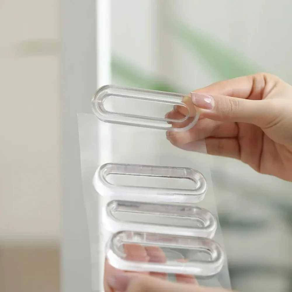 4PCS Self-Adhesive Sliding Door Handle Transparent Plastic Soft PU Door Handle Kitchen Cabinet Glass Sliding Door Drawer Handle image 3