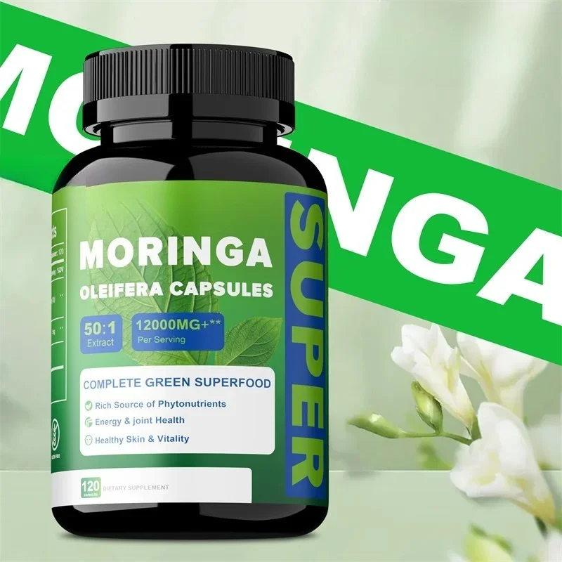 Pure Moringa Leaf Powder Capsules, Anti-Inflammatory Supplement, Immune System, Metabolism, Energy At Brain Booster