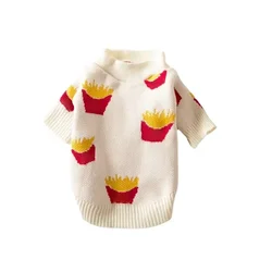 Soft Pet Dog Sweater Cotton Winter Puppy Clothes for Pet Small Dog Clothing French Fries Printed High Quality Design Pet Jacket