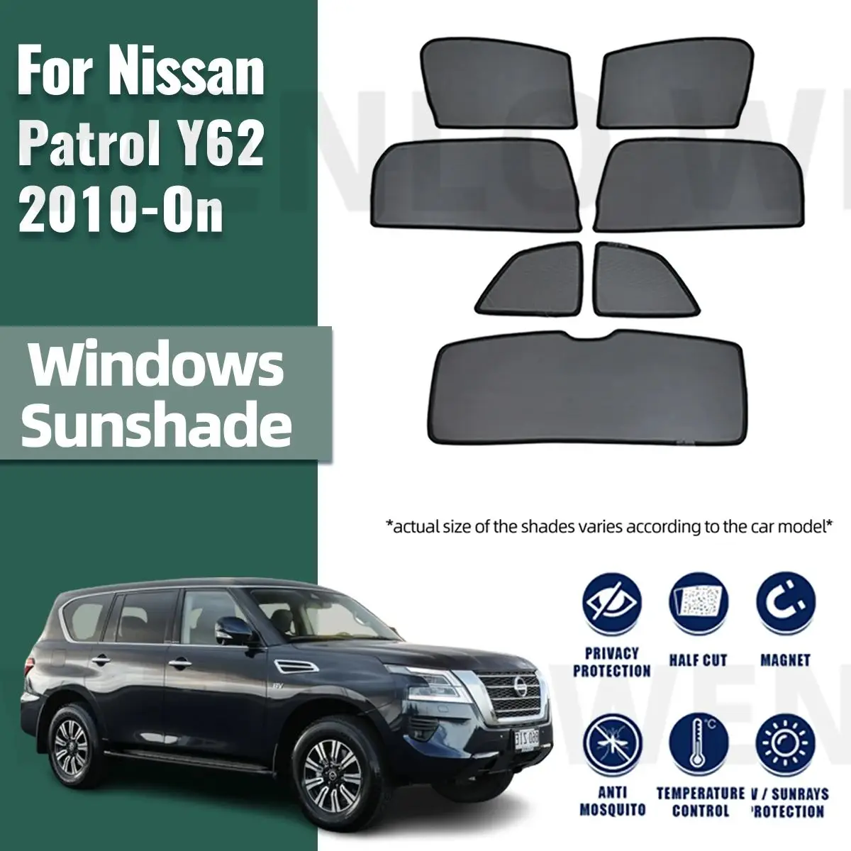 

For Nissan Patrol Y62 Nismo 2015-2023 2024 Car Curtain Window Sunshade Covers Magnetic Sun Shade Visor Solar Auto Accessories