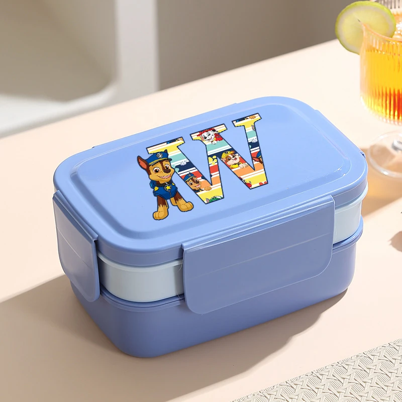 Paw Patrol Double Layered กล่องอาหารกลางวันความจุขนาดใหญ่การ์ตูนพิมพ์กล่อง Bento ชายหญิงภาชนะเก็บอาหารแบบพกพา