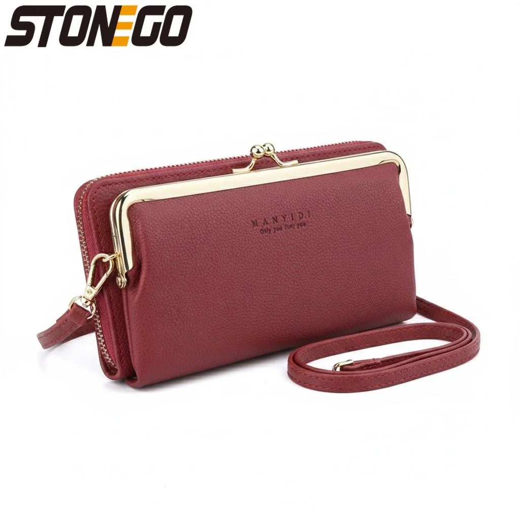 

Женская двухслойная сумка через плечо из искусственной кожи, мобильный кошелек-клатч, идеально подходящая для путешествий, повседневного использования, стильная сумка на плечо