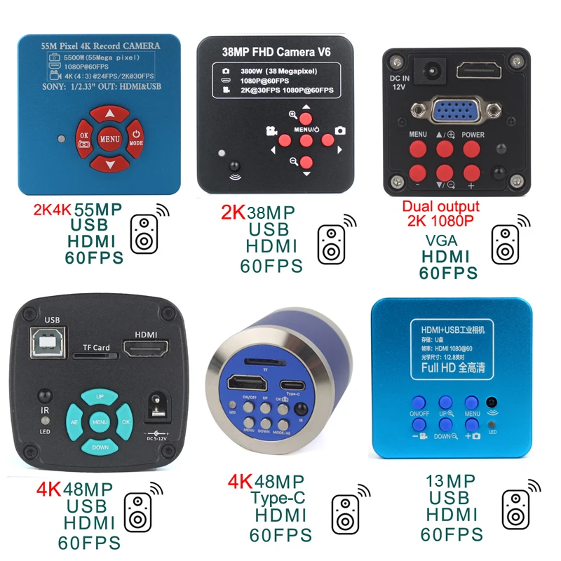 PCB Soldering Repair Lab Industrial 3.5-90X  Simul-focal Trinocular Stereo Microscope 4K 48MP 55MP USB Digital VGA HDMI Camera