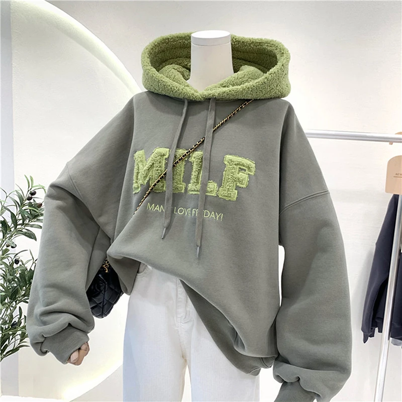 Fashion Hooded Sweater Women Loose Pullover Long-Sleeve Tops Female Autumn Winter Hoodie Loose Clothing For Ladies