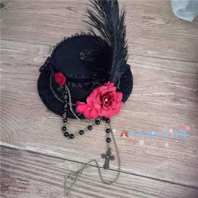 Лолита темная готическая повязка на голову с рукавами Лолита головной убор бордовая роза гей-цилиндр Лолита темная готическая повязка на голову с рукавами Лолита головной убор бордовая роза гей-цилиндр