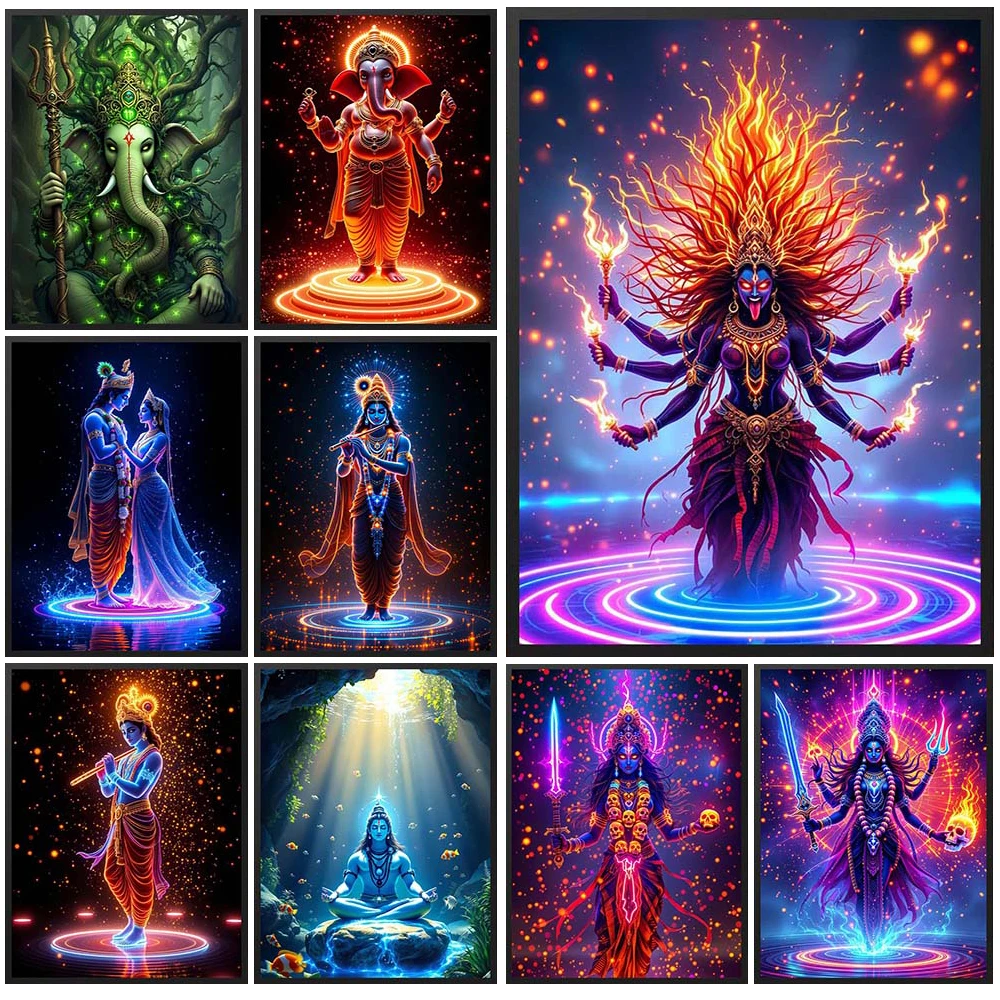 Affiche murale magique de déesse Kali, art de la religion, peinture sur toile sans cadre, dieu Shiva, hindouisme, gérer pour la chambre d'église