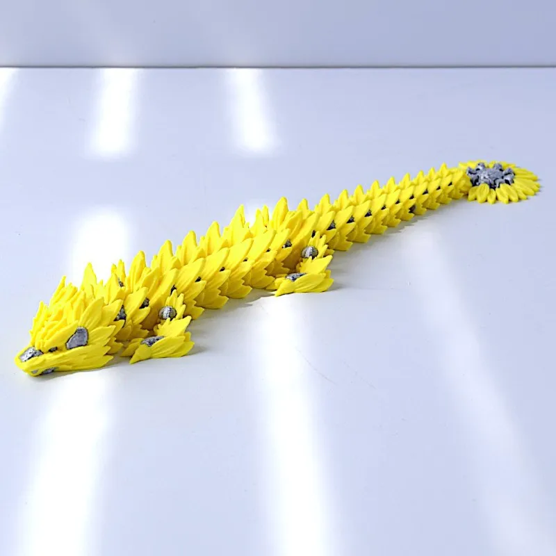 Impressão 3d simulação girassol dragão brinquedo estátua articulações móvel ornamento de mesa decoração criativo animal dragão modelo crianças presentes