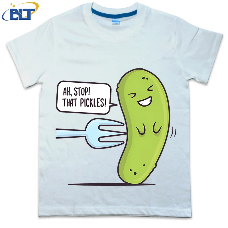 Stop! Dat Augurken Leuke Kids T-Shirts Zomer Kinder Katoenen Korte Mouwen Casual Tops Voor Jongens En Meisjes