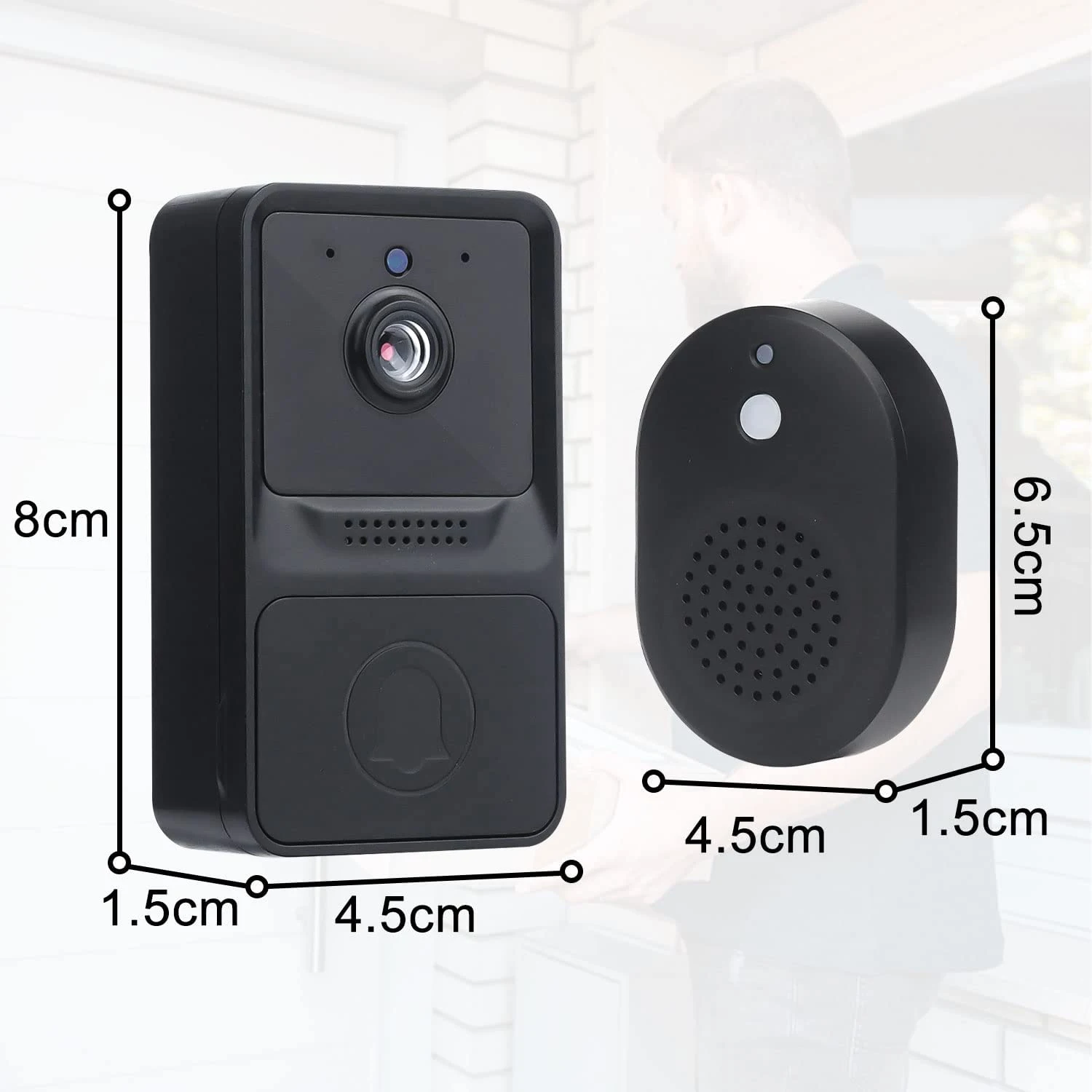 Wireless, Smart Security Doorbell Camera with Cloud Storage, 2-Way Audio Real-Time Monitoring