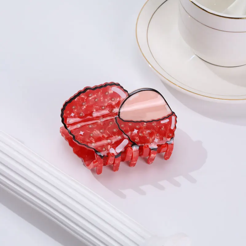 HANGZHI Red Strawberry Lychee Durian Hair Clip Cute Creative Fruit Shark Clip Cartoon Holiday Gifts Hair Accessories For Women