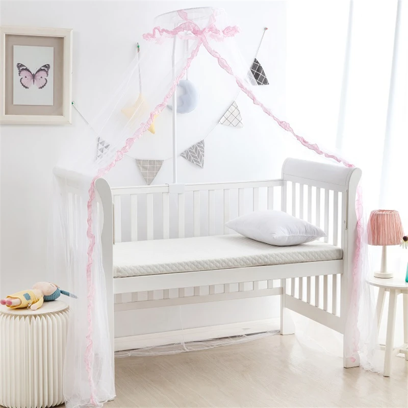 Auto-standing bebê berço cama tenda verão pendurado cúpula bebê mosquito net princesa menina decoração do quarto poliéster malha crianças dossel tenda