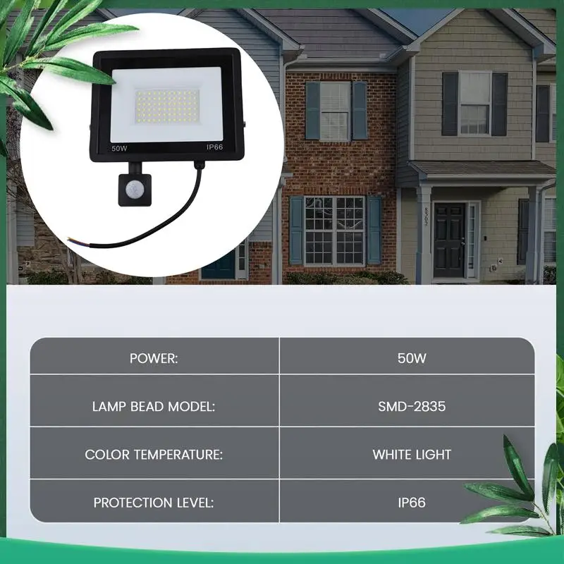

(NEW) Sensor LED Flood Light 50W Induction Spotlights IP66 Waterproof Ideal For Street, Square & Outdoor Lighting