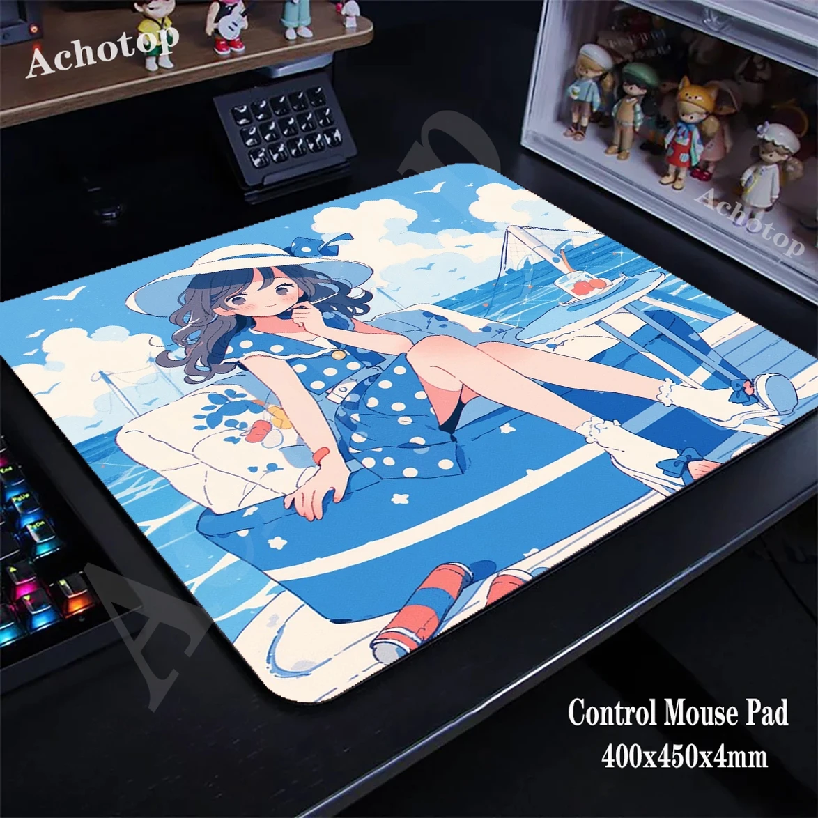 Kawaii Anime Girl Control Large Mouse Pad Gamer Mausepad Gaming Speed Keyboard Pads Mous Mat Office Desk Protector Mat 400x450mm