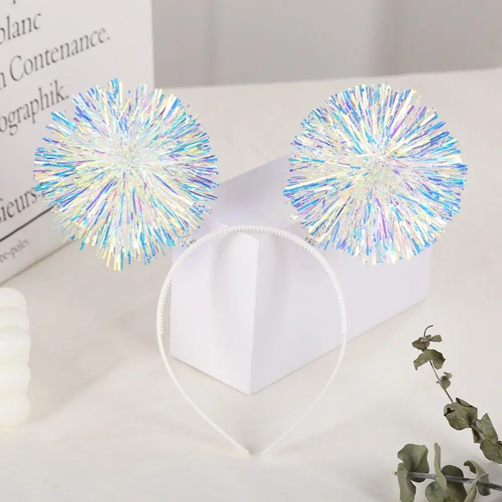 귀여운 폼폼 머리띠, 간단한 길터링 블링 파티 머리띠, 다채로운 틴셀 머리띠, 여성 소녀 핑크