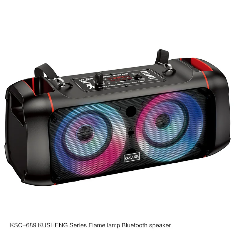 KSC-689 Portable Bluetooth Speaker HIFI Family Karaoke Audio with Remote Control Wired Mic Flame Lamp TWS FM USB TF Playback