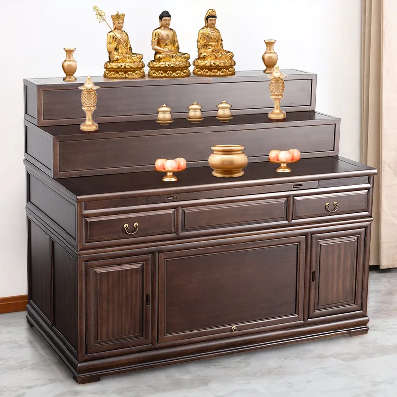 Household incense table multi-layer Buddhist table stepped shrine Buddhist hall ladder Buddhist cabinet supply table