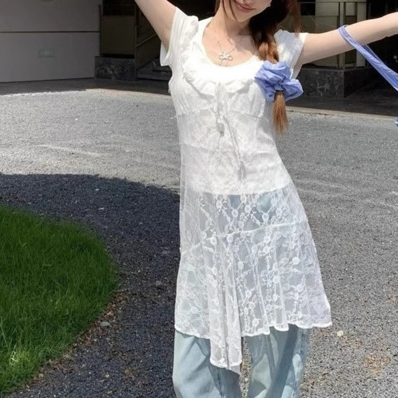 

Lace Vest Dress 2025 Spring and Summer Fashion Women's Stacked Tops