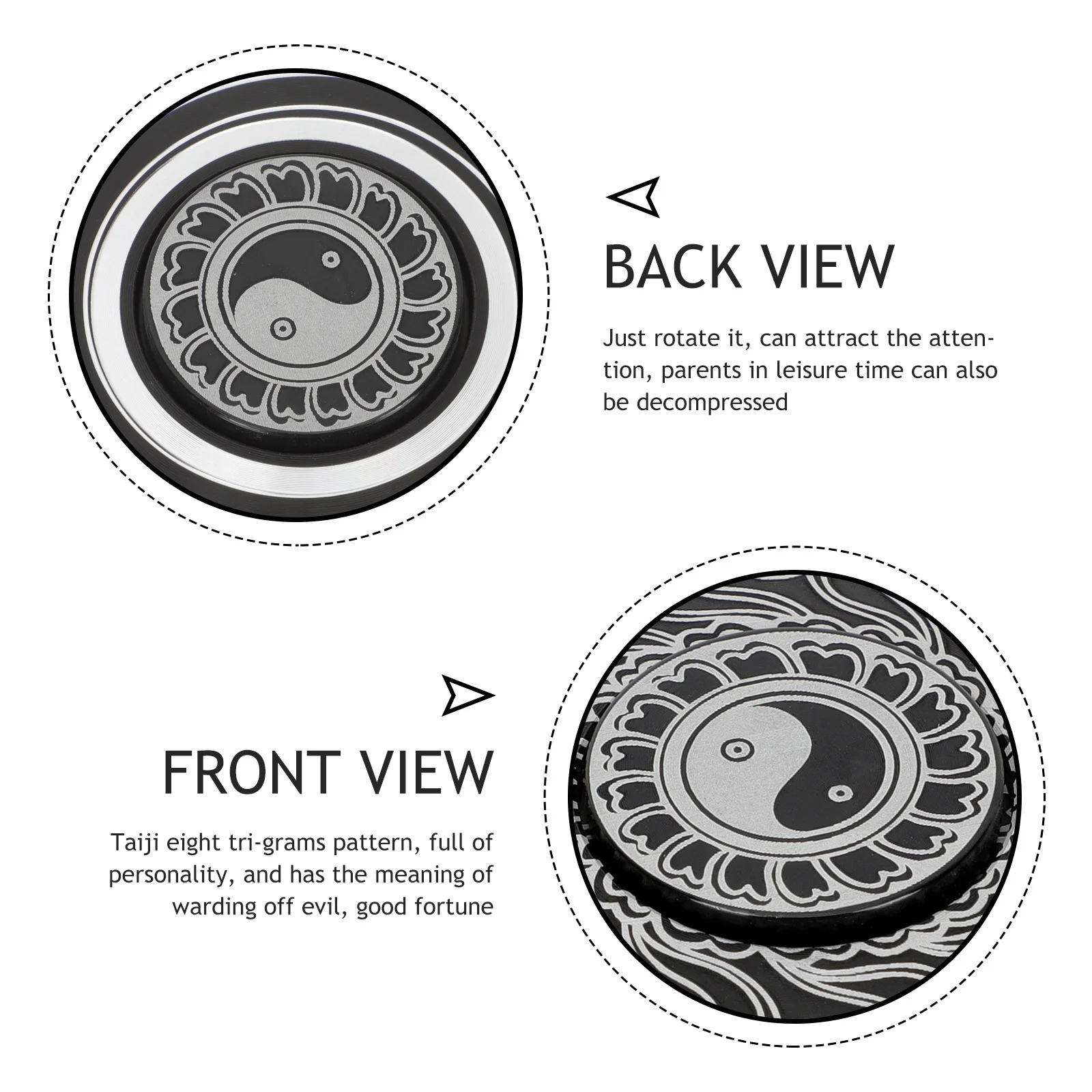 

1 шт., металлический гироскоп для снятия стресса, пальца, восемь триграмм, дизайн, легкий, прочный, для рук