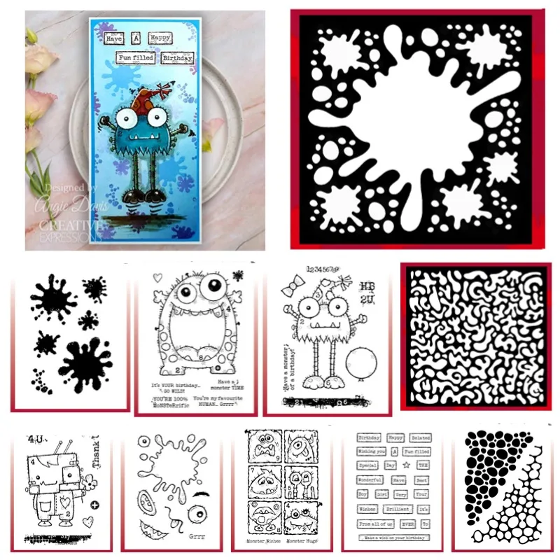 Huge Monster Gallery Birthday Tape Metal Cutting Dies Silicone Stamps Scrapbooking Stencil Photo Album Card DIY Paper Embossing