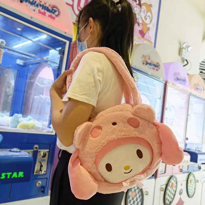 Sanrio Plush Cinnamoroll Melody Kuromi Women Tote Handbags Shoulder Bags Fashion Female Messenger Bags Purses Xmas Gifts