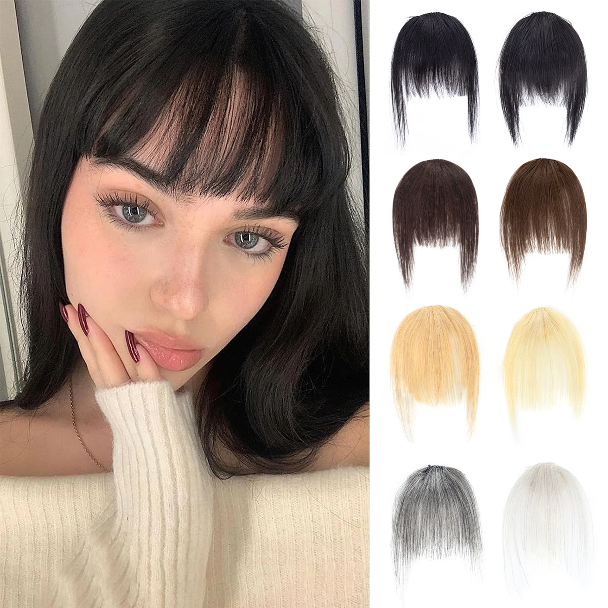 

Градиентные цветные накладки для волос из натуральных человеческих волос для женщин, на каждый день, 360 градусов. ° Накладные 3D-челки для волос при редких волосах, 20, 25, 30, 35 см