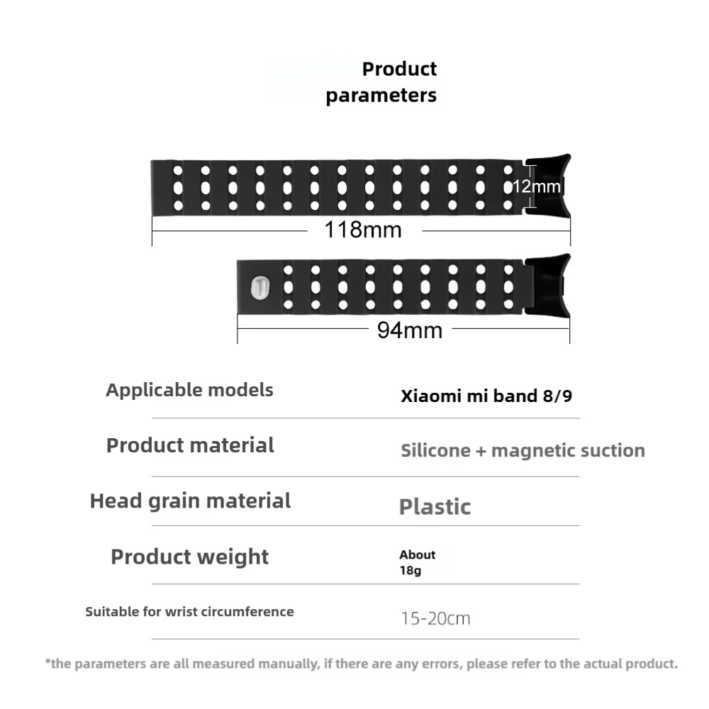 Magnetic Strap For Xiaomi Mi Band 8 Quick Release Sweatproof Silicone Sport Smartwatch Band with Breathable Air Hole Men Women