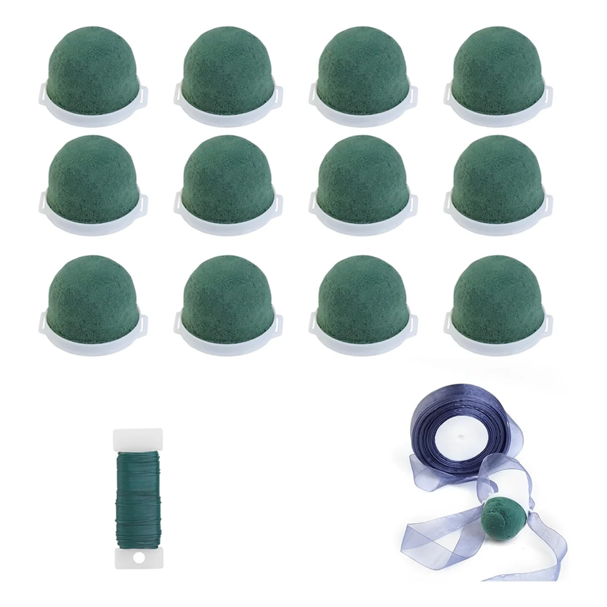 12 Pcs Mini Round Floral Foam Holder,Green Dry and Wet Florist Flower Block Craft Arrangement Supplies for Wine Bottle