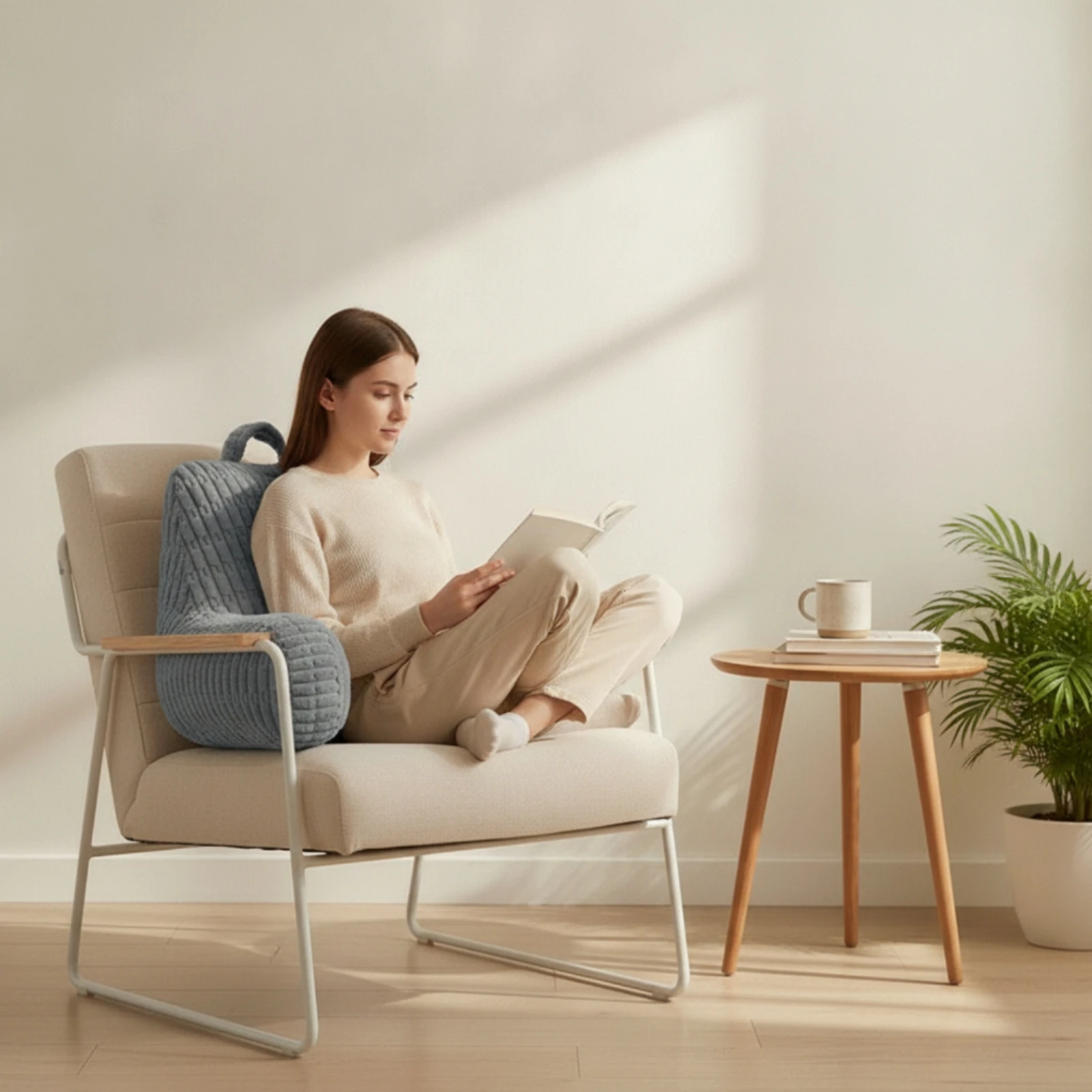 Reading Pillow with Handle Padded Reading Pillow Backrest Soft Cushion Corduroy for Readers, Sofa