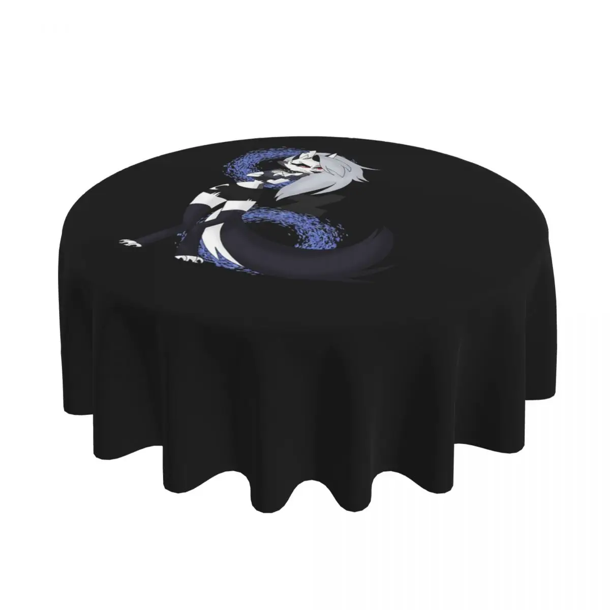 مفرش طاولة مستدير مقاوم للماء من Helluva Boss Loona، مفرش طاولة مقاوم للزيت لأحداث المطبخ، غطاء طاولة الطعام 60 بوصة