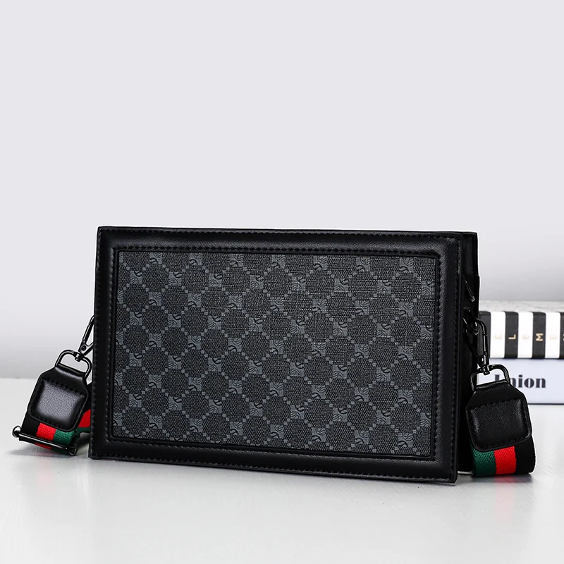 

High-quality Men's Shoulder Bag Stylish Small Square Bag Minimalist Plaid Light Business Crossbody Bag Casual Street Sling Bag