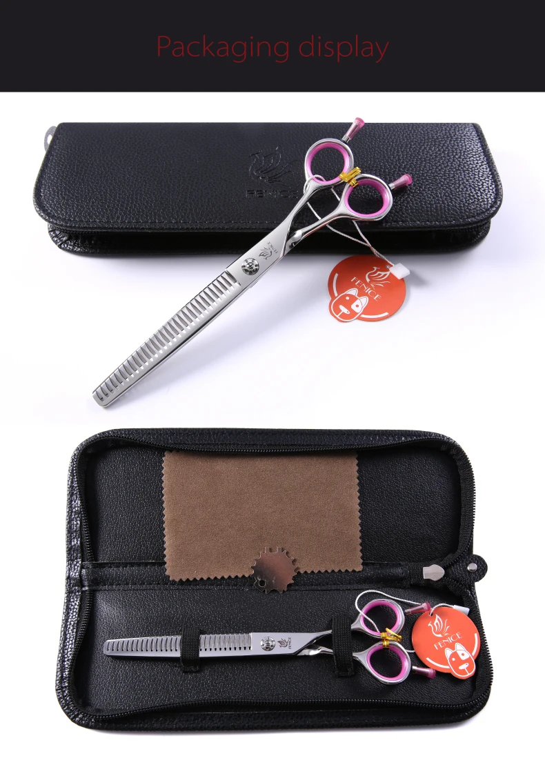 Fenice Japan 440C Edelstahl 6,75/7 Zoll Hundepflege-Schere Ausdünnungsschere für Hunde Ausdünnungsrate 50-60% – Detail 17
