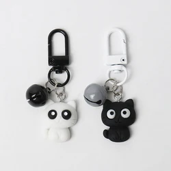 Simple Black White Cat Keychain Cute Cartoon Kitten Key Chains Backpack School Bag Pendant Resin Decorations Gift