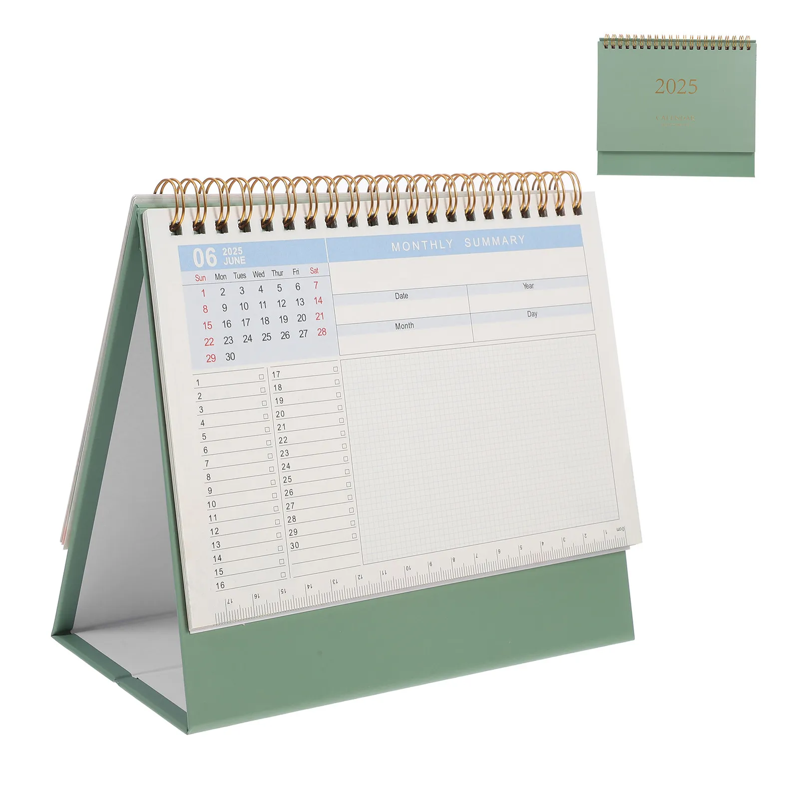 

2025 Desk Calendar Paper Flip Calendar with Sturdy Metal Coil Binding 360 Degree Flip for Office Workspace Desktop
