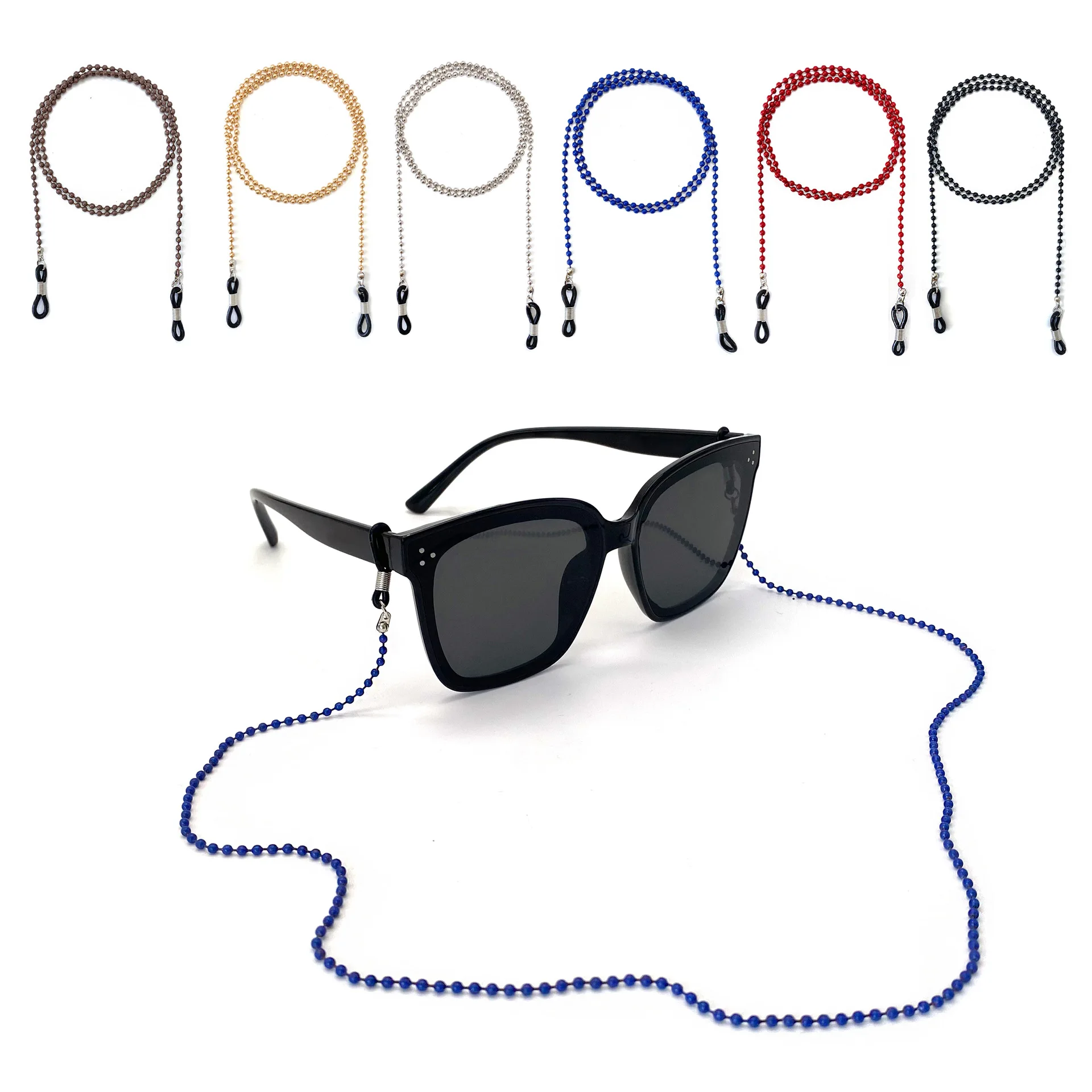 Soft Chain Electrophoresis Colored Metal Iron 2.4mm Wave Bead Chain Popular Model Glasses Lanyard Glasses Chain