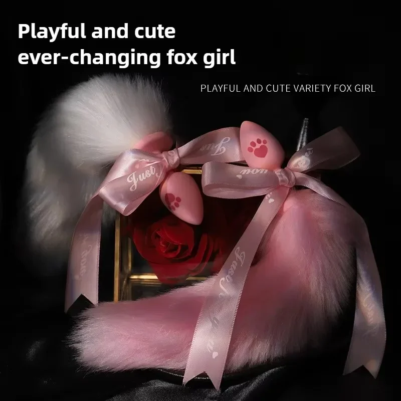 Tapón Anal de cola de zorro de silicona para parejas, juego de rol con garra de gato, masturbación de cola Real, juguete sexual, juego de coqueteo para adultos, tapón Anal