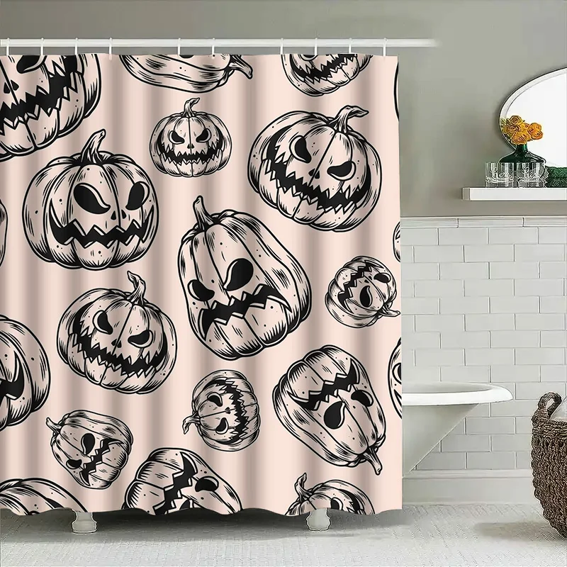

Tuniu Хэллоуин тыква узор занавеска для душа жуткий мультфильм Джек О фонарики Декор для ванной комнаты