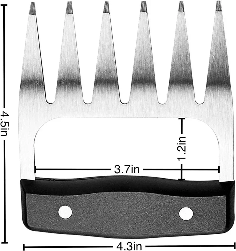 Metal Meat Shredder Bear Claw Stainless Steel Meat Forks With Handle BBQ Meat Handler For Pulling Shredding Ultra-Sharp Blades