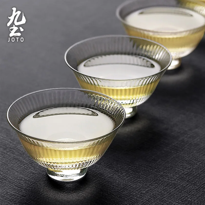 

JOTO Delicate and Charming Japanese Glass Striped Small Teacup XCBR0125