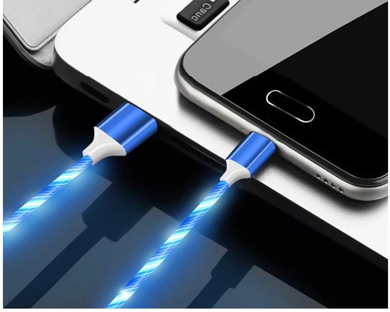 Mvqf 5A Snelle Oplaadkabel Glowing Led Kabel Micro Usb Type C Datakabel Vloeiende Streamer Licht Led Usb C Koord voor Huawei Xiaomi