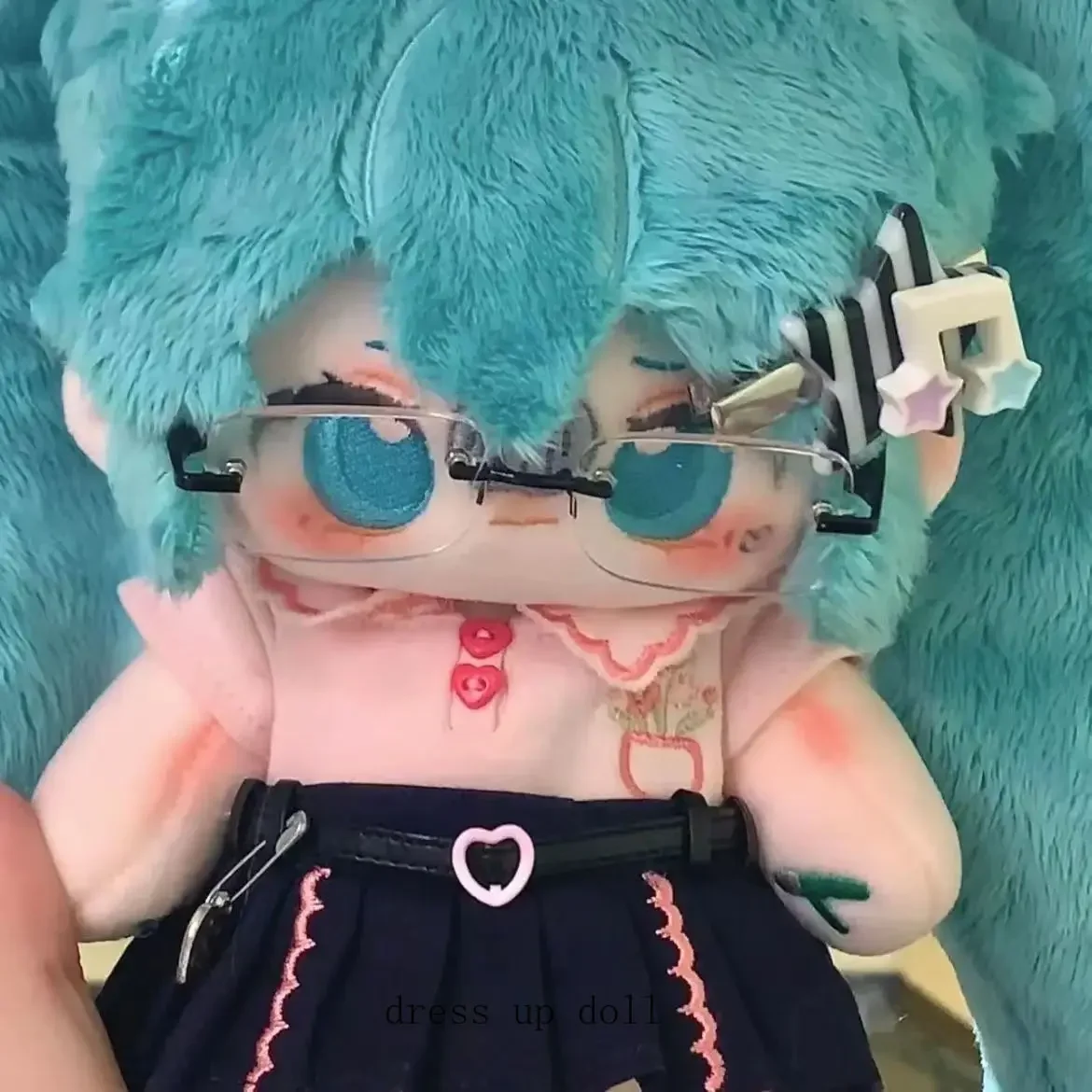 20cm No Attribute Plush Cotton Doll Body Cosplay Blue Hair Animal Monster Beast Ears Dolls Figure Dress Up Clothes Xmas Gift