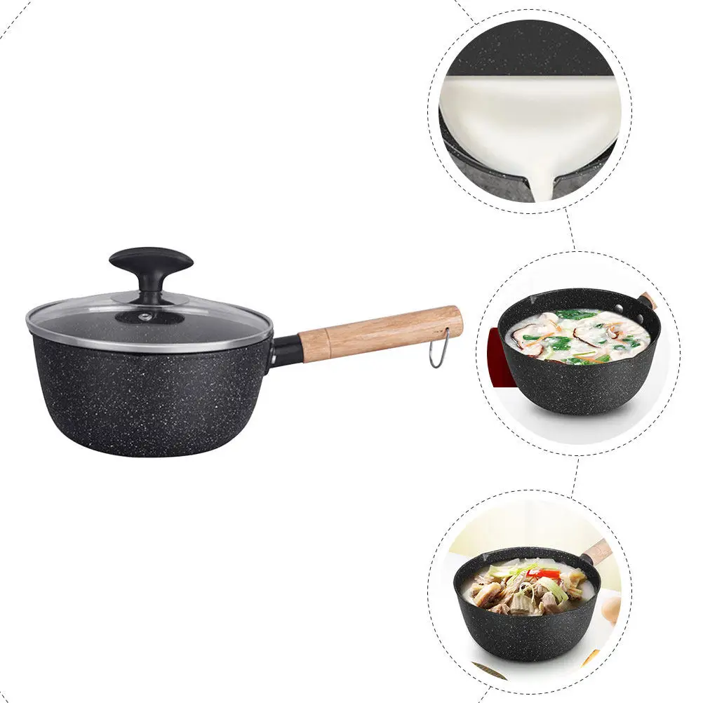 Olla de leche de piedra antiadherente, cacerola de fondo plano, calentamiento rápido, fácil de limpiar, olla portátil para cocinar sopa, fideos, comida para bebés