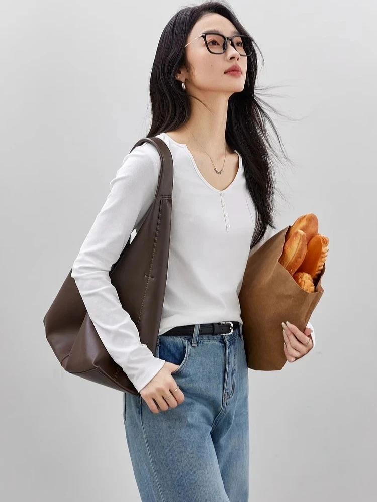 

Vimly Women's Long Sleeve T-Shirt Spring 2025 Vintage Casual False Placket V-Neck Solid Color Knitted T-shirt Button A0611