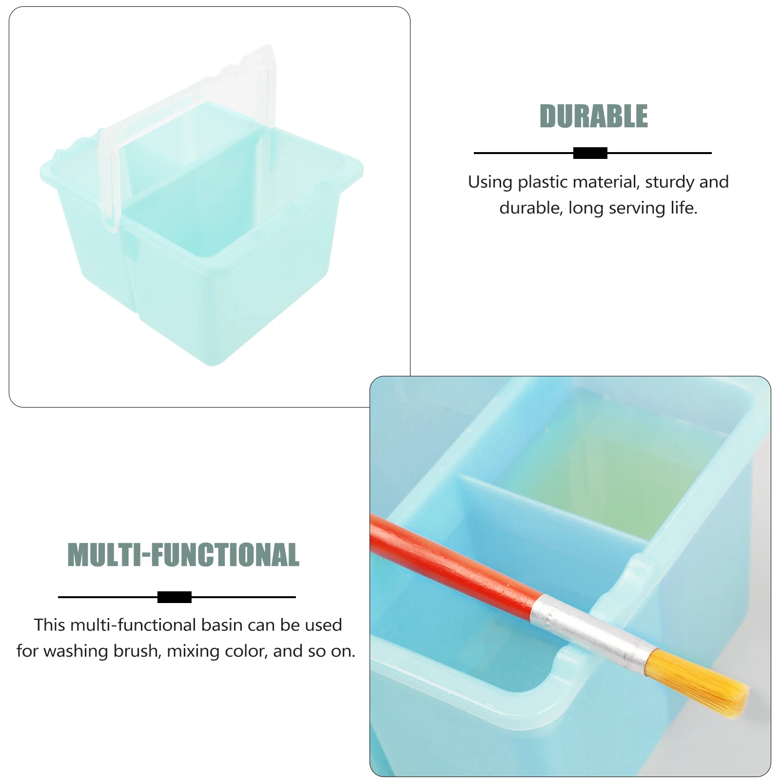 

2pcs Plastic Brush Washing Basin For Artists Pen Washer Handle Durable Art Stationery Supplies Buckets Containers Tubs