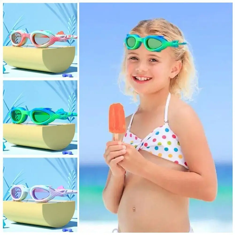 Simpatici occhialini da nuoto per bambini impermeabili e antiappannamento regolabili occhiali da bambino per cartoni animati impara lo specchio da nuoto con fascia W5M9