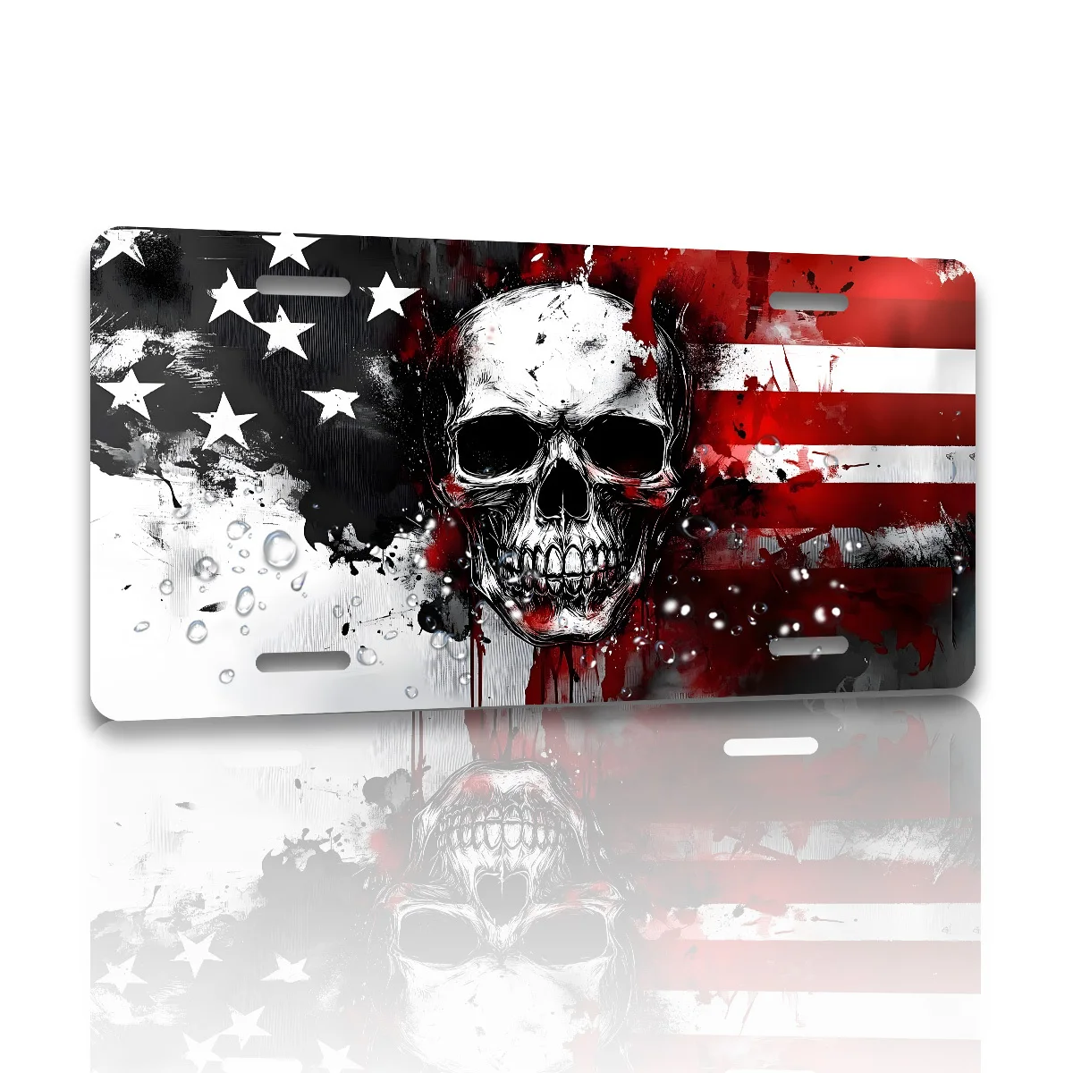 Blood for Man Skull Front Plate - Aluminum, Fun Novelty Car Tag for Men and Women Boys Girls, Durable with Polished Surface