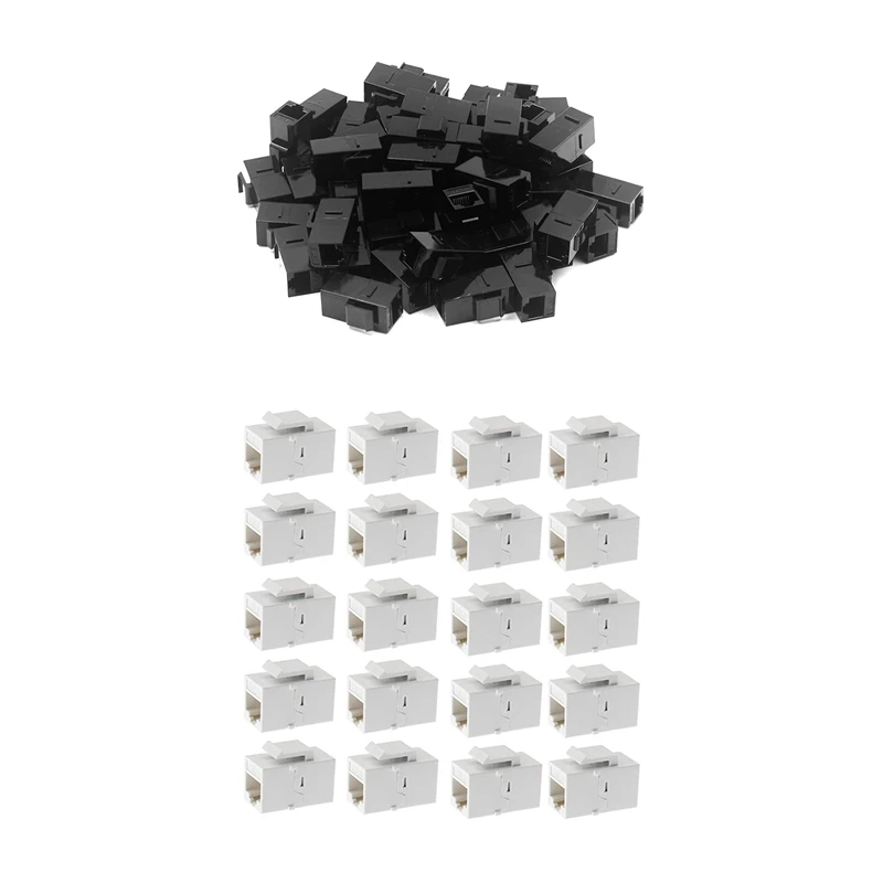 50 упаковок, черные разъемы CAT6 RJ45 Keystone Jack