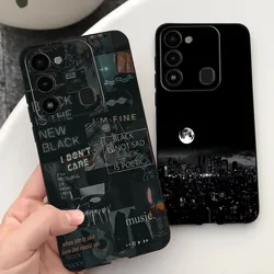 For Cover Tecno Spark GO 2022 KG5 KG5h Back Bumper Nightscape Moon Cases Matte Soft Silicone Etui For Tecno Spark 8C KG5k Case