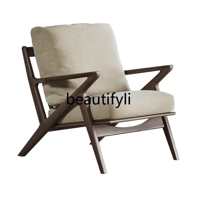 

Wabi Sandy Wind Solid Wood Sofa Reclining Chair Japanese Single Leisure Creative Sofa Chair