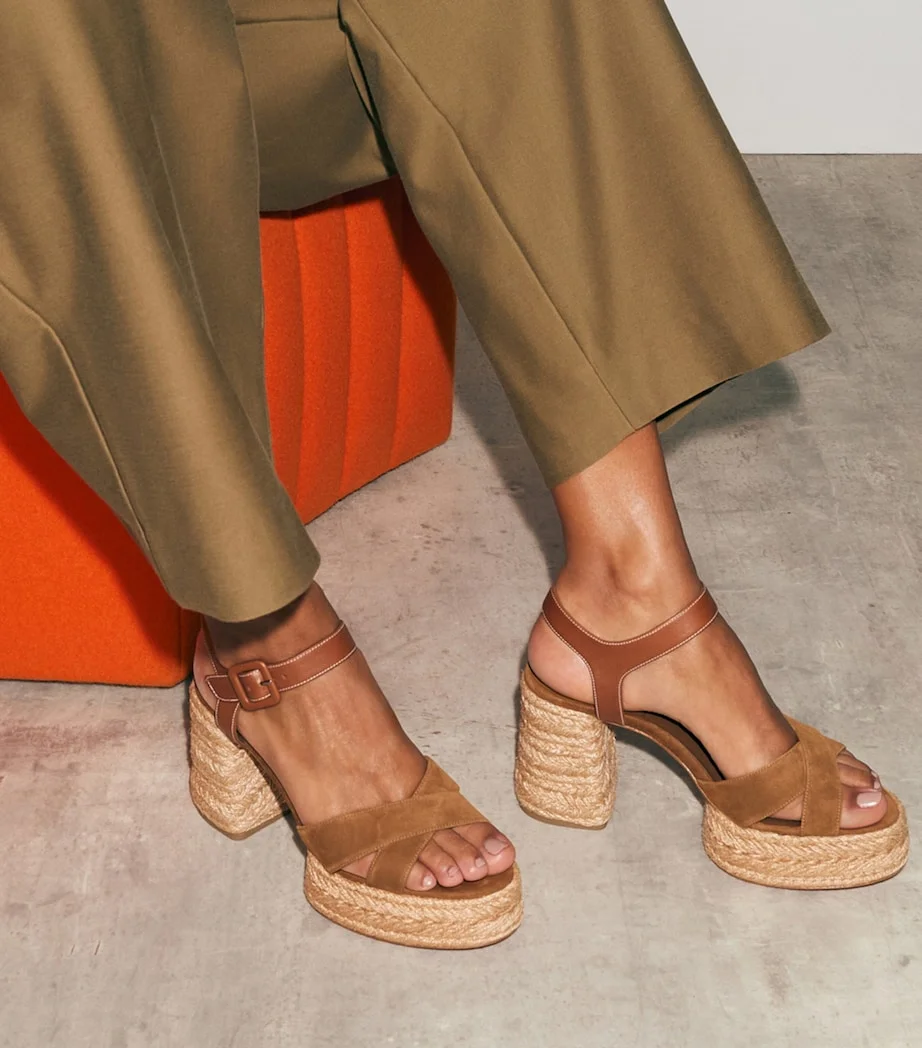 

2025 Spring/summer Women's New Style Braided Enamel Sole Instep Cross Strap Platform High Heel Ankle Buckle Casual Sandals